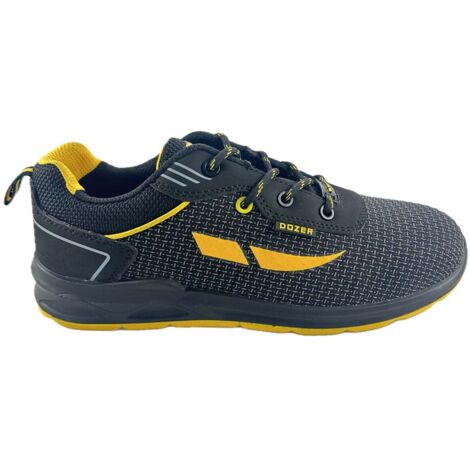 Scarpe antifortunistiche basse antitaglio serie Crocodile n°39, nabuk e tessuto nero e giallo DOZER (1/2)