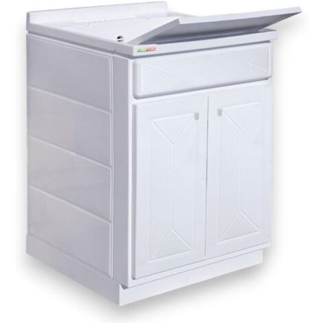 Mobile lavatoio in polipropilene pp bianco a due ante modello top line dim: l=62cm p=53cm h=87cm - 2 ante TRIOPLAST (1/2)