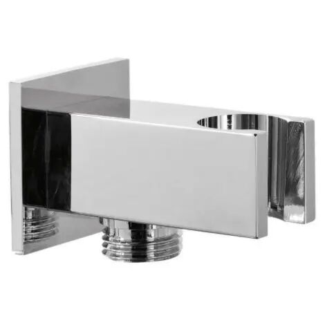 Presa acqua quadra a parete con supporto per doccetta in ottone cromato 1/2" AMBRA WATER