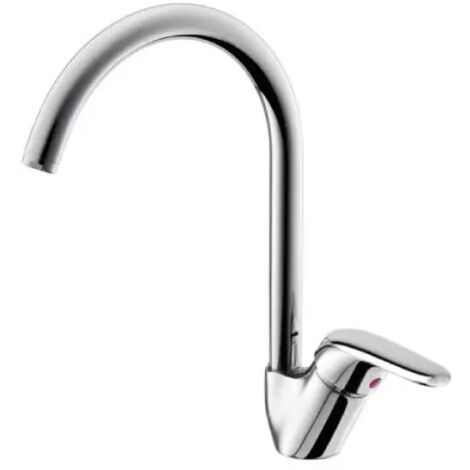 Rubinetto miscelatore monocomando cromato per lavello con canna alta tonda serie kappa 3/8" EURORAMA