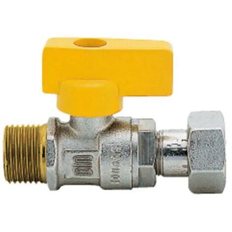 Rubinetto gas in ottone dritto con farfalla maschio dado girevole 1/2"x3/4" ENOLGAS