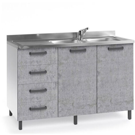 Sottolavello cucina montato con ante cemento 120 cm. (1/2)