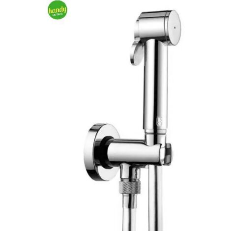 Idroscopino wc a parete tondo in abs cromato con presa acqua,supporto e doccino a pulsante modello paloma attacco flessibile  1/2" - cm 125 - finitura cromata BOSSINI