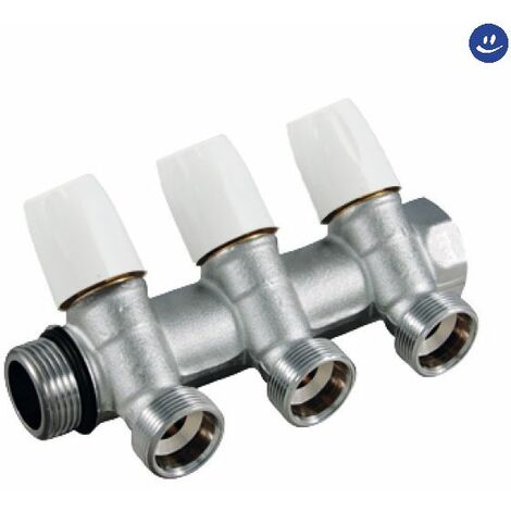 Collettore lineare in ottone cromato modello maxima con rubinetto d'arresto 1x1/2  4 vie TIEMME