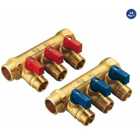 Raccordo Tubi Flessibili Collettore Lineare Ottone 3 Vie 3/4 X 1/2 - Per Impianti Idraulici Acqua Impianto Acqua Tubazioni