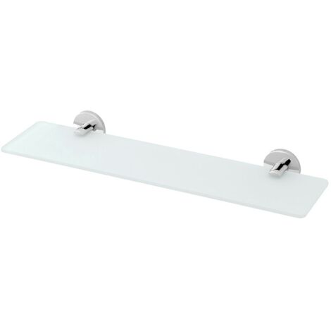 Idroweb – Mensola bagno a muro 50 cm in vetro satinato e acciaio cromato – Fissaggio semplice con viti – Design essenziale e pratico – Serie Bora (1/3)