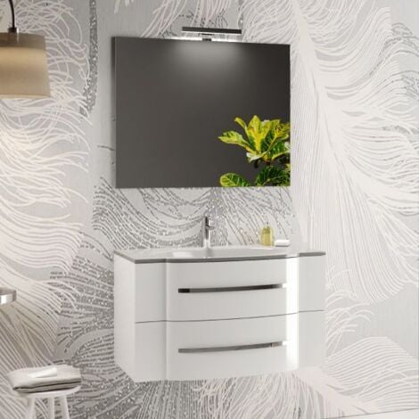 Mobile bagno sospeso con specchiera e lavabo integrato modello desire' 90cm composizione completa MOBO