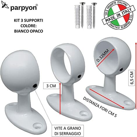 Parpyon® 2 Supporti Per Bastoni Tende In Metallo, Staffe Bastone Tenda 32mm