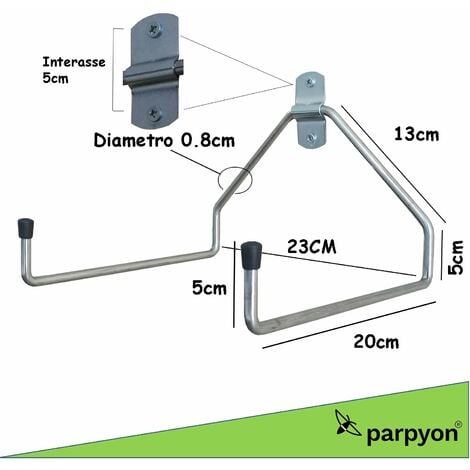 Parpyon® 2 ganci doppi da muro ganci per garage porta attrezzi da parete  SMALL