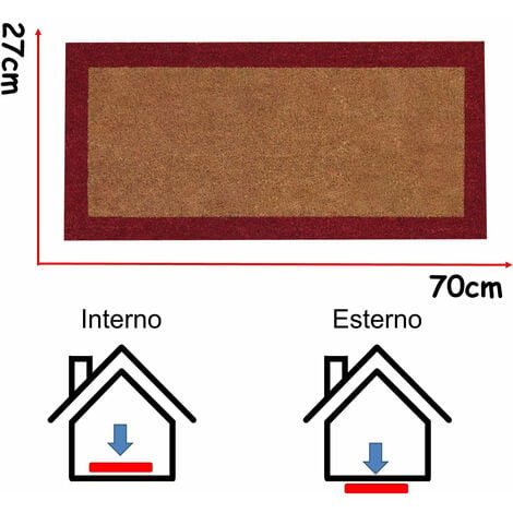 Zerbino ingresso casa Classico cm 40X80 tappeto ANTISCIVOLO zerbino in  cocco 27X70 / ROSSO