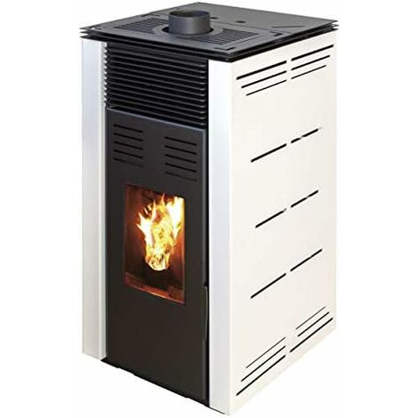 JOIMA - Poêle à pellets sans électricité modèle NATUR STYLE 8 kW. Il fonctionne sans connexion au réseau électrique. Couleur blanche