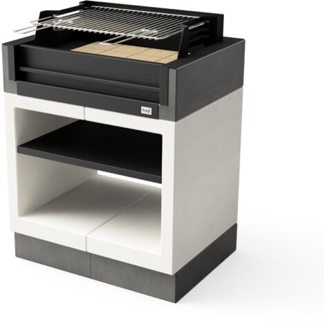 TUOZI - Barbecue fixe pour bois et charbon modèle KITAWAY GRILL (Gris/Blanc - 94 x 63 x 115 cm) REF: T00171 - Résistant et design moderne