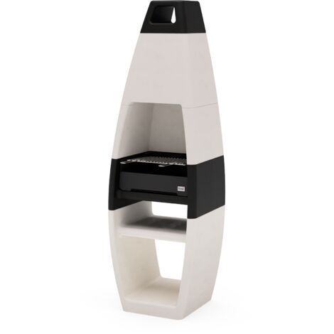 TUOZI - Barbecue fixe pour bois et charbon modèle EGO COMPLETA (Blanc/Noir - 60 x 47 x 195 cm) REF: 8003 - Design moderne et pratique