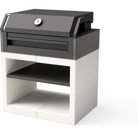 TUOZI - Barbecue fixe pour bois et charbon modèle KITAWAY GRILL OTTE (Gris/Blanc - 84 x 63 x 101 cm) REF: T00574 - Pratique et efficace