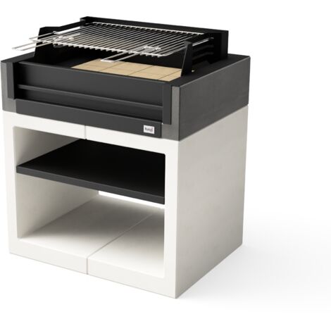 TUOZI - Barbecue fixe pour bois et charbon modèle KITAWAY GRILL (Gris/Blanc - 94 x 63 x 101 cm) REF: T00551 - Robuste et performant