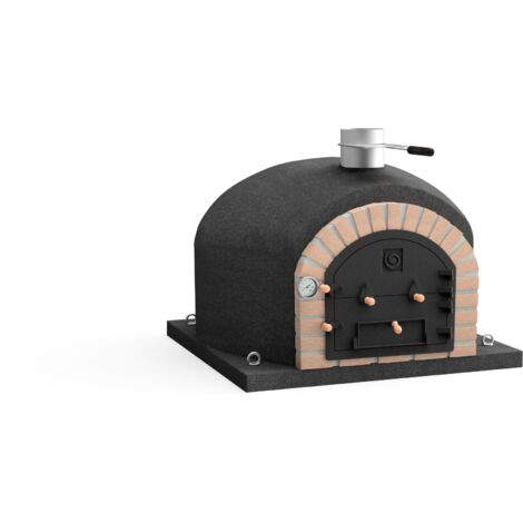 MOVELAR - Four à Bois d'Extérieur en Pierre VESUVIUS (Noir - 120 x 120 x 85 cm) – Four à Bois Traditionnel pour Jardin et Terrasse