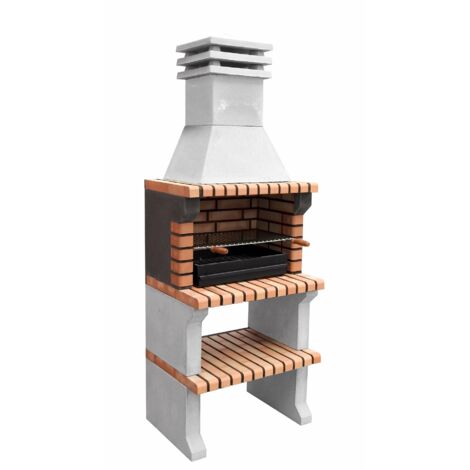 Barbecue en béton réfractaire Liz XL – 76 x 58 x 210 cm – Grille galvanisée 61x35 cm pour cuisson au bois ou charbon – Compact pour jardin, terrasse – Movelar
