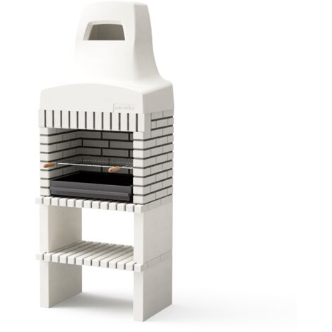 MOVELAR - Barbecue préfabriqué à bois et charbon en béton réfractaire modèle Nazca 70 (Beige - 86,5 x 58 x 240 cm) REF: 8880/1 - Cuisine extérieure compacte pour jardin, terrasse ou patio