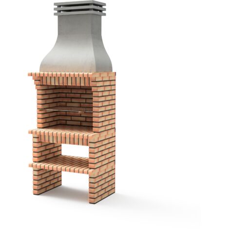 MOVELAR - Barbecue préfabriqué à bois et charbon en béton réfractaire modèle Luxor Royal Plus (Gris, Orange - 94 x 70 x 255 cm) REF: 3450 - Barbecue extérieur avec grande grille jardin terrasse