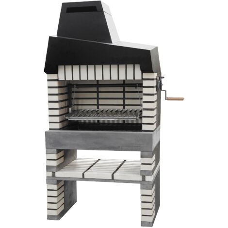 MOVELAR - Barbecue préfabriqué à bois et charbon en béton réfractaire modèle California Plus XL (Gris, Beige - 110 x 64 x 225 cm) REF: M00137 - Barbecue extérieur avec grille inox