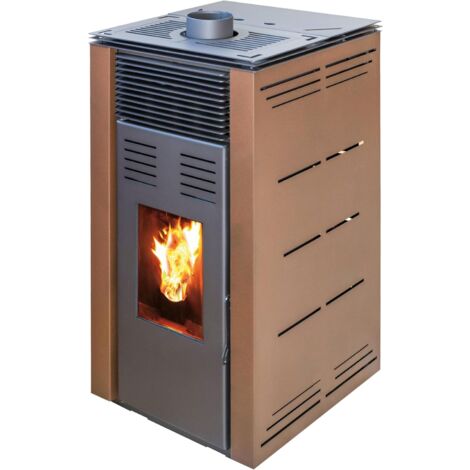 JOIMA - Poêle à pellets sans électricité modèle NATUR STYLE 8 kW. Il fonctionne sans connexion au réseau électrique. Couleur Marrón