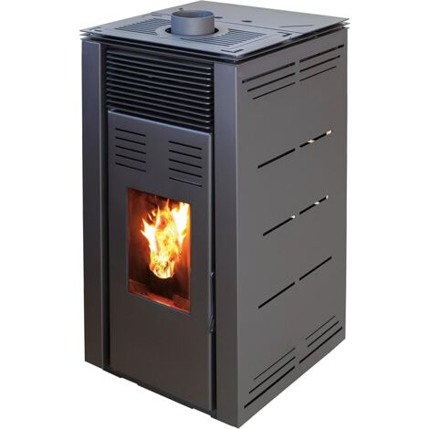 JOIMA - Poêle à pellets sans électricité modèle NATUR STYLE 8 kW. Il fonctionne sans connexion au réseau électrique. Couleur Noir