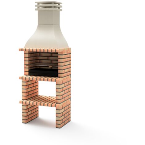 MOVELAR - Barbecue Préfabriqué à Bois et Charbon Modèle TAOS PLUS (Orange/Beige - 76 x 58 x 214 cm) REF : M01140 - Usage Extérieur
