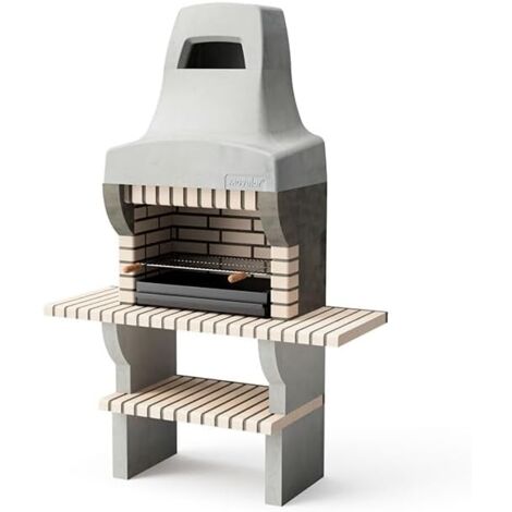 MOVELAR - Barbecue en Béton Préfabriqué avec tréteaux latéraux mini Bailen Plus 2 (Beige, Gris - 145 x 58 x 58 cm) - Usage Extérieur