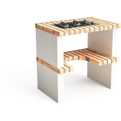 MOVELAR - Nazca Teka EFX 30.1 2G pour Barbecue en Béton Préfabriqué (Blanc, orange - 86,5 x 58 x 58 cm) - Usage Extérieur