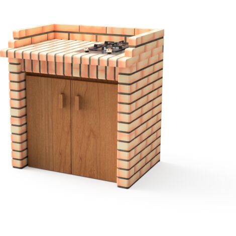 MOVELAR - Module Luxor Gaz pour Barbecue en Béton Préfabriqué (Gris, orange - 94 x 70 x 70 cm) - Usage Extérieur