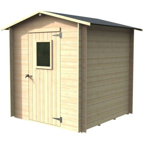 Abri de Jardin Bh19 Regis 198x198 en Bois d’épicéa naturel 19 mm avec porte simple et fenêtre, toit et plancher en bois rainuré, montage facile, traitement autoclave, certification PEFC (1/5)