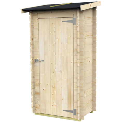 Abri de Jardin Adossé Bh16 Arturo 98x64 en Bois d’épicéa naturel 16 mm avec porte simple, toit et plancher en bois rainuré, montage facile, traitement autoclave, certification PEFC (1/5)