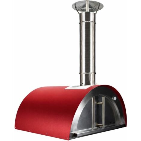 MF - Four à bois extérieur pour pizzas et pain modèle Chef Junior rouge pour usage au jardin