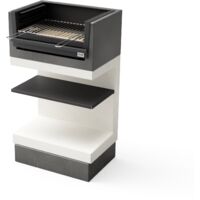 TUOZI - Barbecue fixe pour bois et charbon modèle KITAWAY MINI GRILL (Gris/Blanc - 63 x 41,5 x 110 cm) REF: T00979 - Parfait pour petits espaces