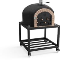 MOVELAR - Four à Bois d'Extérieur en Pierre VESUVIUS (Noir - 120 x 120 x 165 cm) – Four Traditionnel pour Cuisson au Feu de Bois