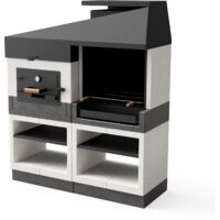 Barbecue extérieur avec four en pierre réfractaire – 168 x 63 x 206 cm – Grille en acier inoxydable 304 – Système d'extraction de fumée – Tuozi
