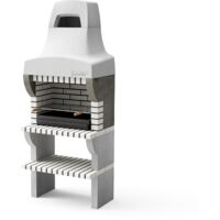 Barbecue fixe en brique bois et charbon modèle Bailen Plus 8888 – Grille 69,5x35 cm – Brasero 65x38 cm – Cuisine extérieure pour 7 personnes – Movelar