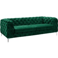 MF - Sofá de Diseño Modelo CHESTER ROYAL, 3 plazas, terciopelo verde. 84 x 218 x 74 cm