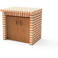 MOVELAR - Module Portes Luxor pour Barbecue en Béton Préfabriqué (Gris, orange - 94 x 70 x 70 cm) - Usage Extérieur