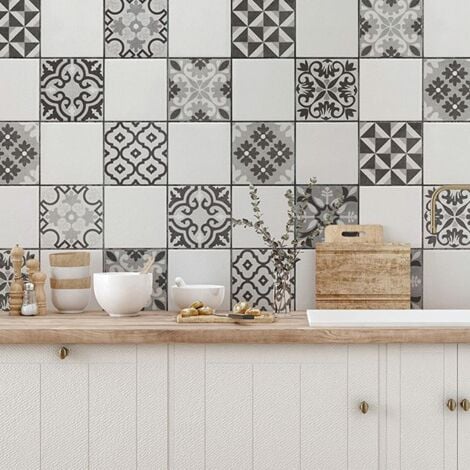 Piastrelle Adesive Per Bagno E Cucina - Vinile Impermeabile 30x15cm, Confezione 12 Fogli