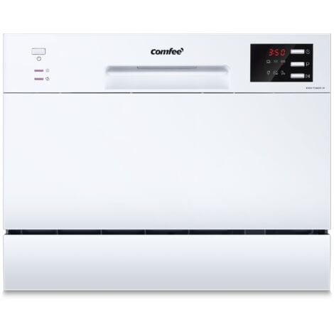 Comfee Lave-vaisselle pose libre TD602E-W L55cm 47db avec 6 couverts, 6 programmes, Commande tactile Affichage LED Blanc