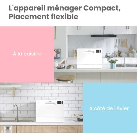 Comfee Lave-vaisselle pose libre TD602E-W L55cm 47db avec 6 couverts, 6 programmes, Commande tactile Affichage LED Blanc