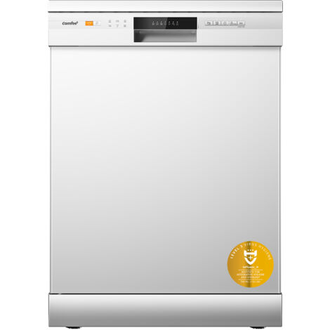 COMFEE Lave-Vaisselle Pose Libre 60cm, 49dB avec 12 couverts, Hygiene Lavage, Départ Différé, Demi-Charge - Blanc [Classe D]