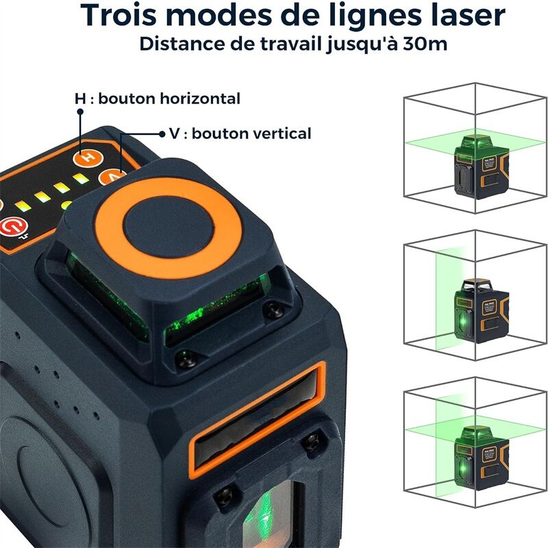 CIGMAN-Kit de niveau laser vert croix 3D, support en L