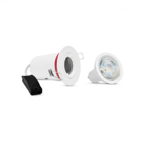 Pack support spot fixe BBC rond blanc + ampoule GU10 4000K dimmable - Miidex