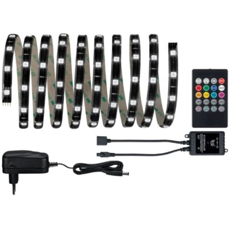 Paulmann – Ruban LED 70956 3 m RGB – Kit complet avec télécommande – Éclairage musical pour ambiance unique – Connecteur mâle 12V - RVB 1 PC (1/5)