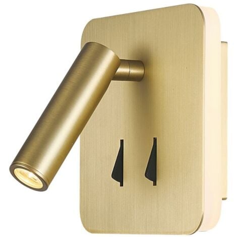 Applique murale intérieure liseuse Led carrée or mat - Mantra - Cayman