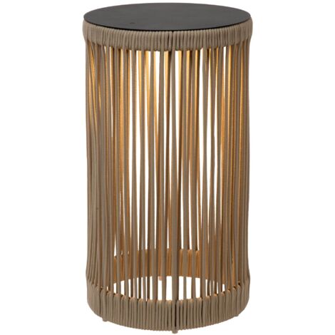 Lucide PINGI Lampadaire Rechargeable Int/Ext Batterie/Piles Diam. 33,5 cm LED 3 StepDim 1x3W 3000K IP44 Taupe (1/5)