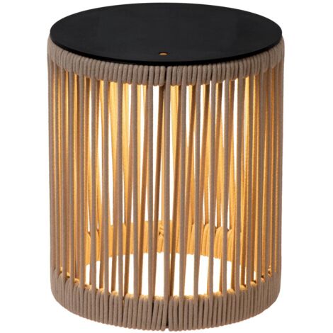 Lucide PINGI Lampadaire Rechargeable Int/Ext Batterie/Piles Diam. 33,5 cm LED 3 StepDim 1x3W 3000K IP44 Taupe