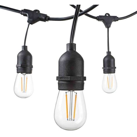Optonica – Guirlande lumineuse d'extérieur 6m – 10 douilles E27 – Étanche IP65 – Installation rapide avec crochets – Résistante aux intempéries